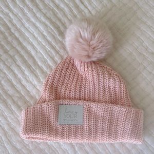 love your melon pink pom hat